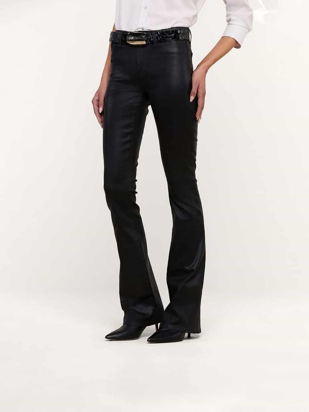 L’agence Selma Coated Bootcut Jeans in Noir